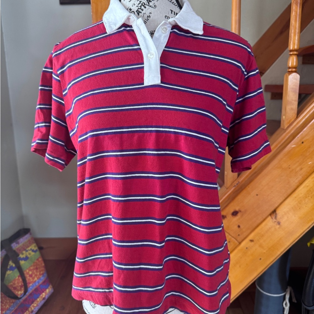 BDG Turner Short Sleeve Polo Shirt - Red Stripe